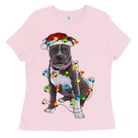 Pitbull With Christmas Lights Ladies Tee | Teevron