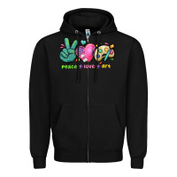 Black peace love art Zipper Hoodie - NancyCooperArtShop