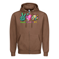 Chestnut peace love art Zipper Hoodie - NancyCooperArtShop