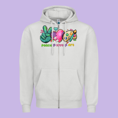 Peace Love Art Zipper Hoodie Designed By Nancycooperartshop