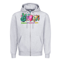 Heather Grey peace love art Zipper Hoodie - NancyCooperArtShop