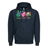 Navy peace love art Zipper Hoodie - NancyCooperArtShop