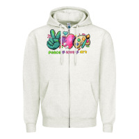 Oatmeal Heather peace love art Zipper Hoodie - NancyCooperArtShop