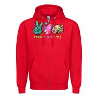Red peace love art Zipper Hoodie - NancyCooperArtShop