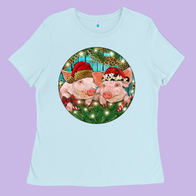 Ladies Tee Christmas Pigs