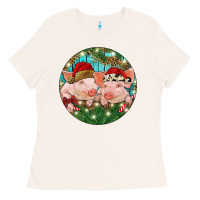 Bone Christmas Pigs Ladies Tee - RanaPortraitStore