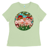 Matcha Christmas Pigs Ladies Tee - RanaPortraitStore