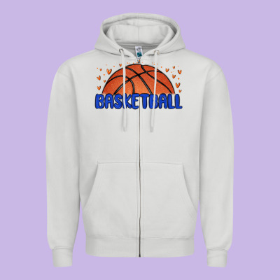 Basketball Zipper Hoodie Designed By Maliassmallbusiness
