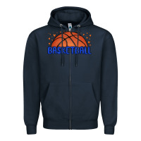 Navy basketball Zipper Hoodie - MaliasSmallBusiness