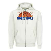 Oatmeal Heather basketball Zipper Hoodie - MaliasSmallBusiness
