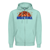Seafoam basketball Zipper Hoodie - MaliasSmallBusiness