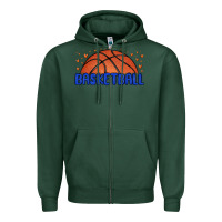 Sports Green basketball Zipper Hoodie - MaliasSmallBusiness