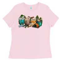 Bubblegum Pink camping coffee cups Ladies Tee - texasbilliewilder