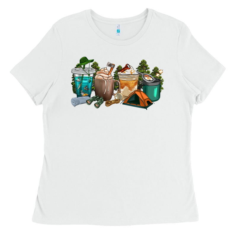 Camping Coffee Cups Ladies Tee by texasbilliewilder | Teevron