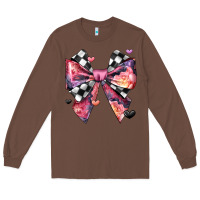Chestnut coquette bow floral checkered pattern Long Sleeve Tee - JahusDesignShop