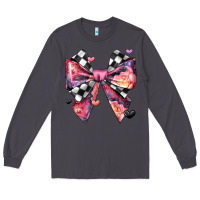 Smoke coquette bow floral checkered pattern Long Sleeve Tee - JahusDesignShop