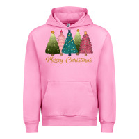 Fuchsia Pink merry christmas trees Urban Hoodie - CowGirlArtShop