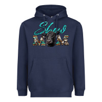 Navy show mom aztec cowhide black angus Heavyweight Hoodie - Artiststas