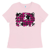 Bubblegum Pink Pink Christmas Plaid Cowhide Pattern Background Ladies Tee - RanaPortraitStore