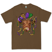 Cacao highland cow with mardi gras hat Premium Tee - RanaPortraitStore