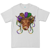Dove Grey highland cow with mardi gras hat Premium Tee - RanaPortraitStore