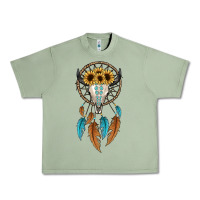 Oil Green dreamer catcher bull skull Urban Heavy Tee - JahusDesignShop
