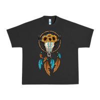 Pigment Black dreamer catcher bull skull Urban Heavy Tee - JahusDesignShop