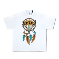 White dreamer catcher bull skull Urban Heavy Tee - JahusDesignShop