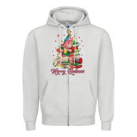 Dove Grey merry bookmas christmas book tree Zipper Hoodie - MaliasSmallBusiness