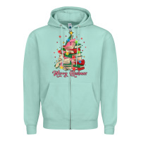 Seafoam merry bookmas christmas book tree Zipper Hoodie - MaliasSmallBusiness