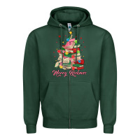 Sports Green merry bookmas christmas book tree Zipper Hoodie - MaliasSmallBusiness