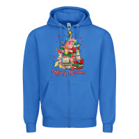 True Royal merry bookmas christmas book tree Zipper Hoodie - MaliasSmallBusiness