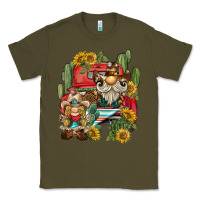 Army Green western gnome truck cactus sunflower Classic Tee - BarkalooDesign