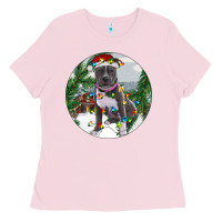 Bubblegum Pink Pitbull And Farm Ladies Tee - RanaPortraitStore
