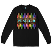 Black Teacher Crayons Long Sleeve Tee - LillyAllenDesigns