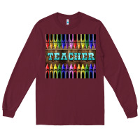 Burgundy Teacher Crayons Long Sleeve Tee - LillyAllenDesigns