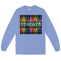 Colony Blue Teacher Crayons Long Sleeve Tee - LillyAllenDesigns