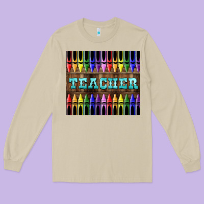 Teacher Crayons Long Sleeve Tee Designed By Lillyallendesigns