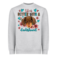 Heather Grey life is better with a dachshund Heavyweight Sweatshirt - Jasminsmagicworld