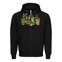 Black plant lover coffee cups Zipper Hoodie - NancyCooperArtShop