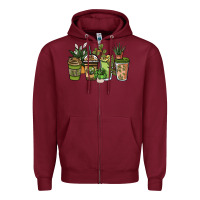 Burgundy plant lover coffee cups Zipper Hoodie - NancyCooperArtShop