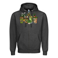 Charcoal Heather plant lover coffee cups Zipper Hoodie - NancyCooperArtShop