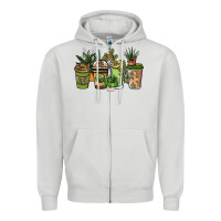 Dove Grey plant lover coffee cups Zipper Hoodie - NancyCooperArtShop