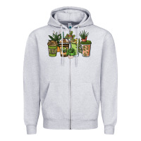 Heather Grey plant lover coffee cups Zipper Hoodie - NancyCooperArtShop