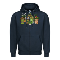 Navy plant lover coffee cups Zipper Hoodie - NancyCooperArtShop