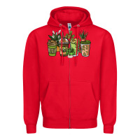 Red plant lover coffee cups Zipper Hoodie - NancyCooperArtShop