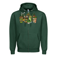 Sports Green plant lover coffee cups Zipper Hoodie - NancyCooperArtShop