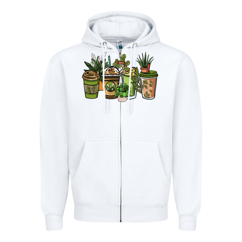 Plant Lover Coffee Cups Zipper Hoodie by NancyCooperArtShop | Teevron