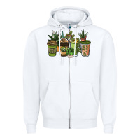 White plant lover coffee cups Zipper Hoodie - NancyCooperArtShop