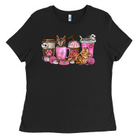 Black cat coffee cups Ladies Tee - texasbilliewilder